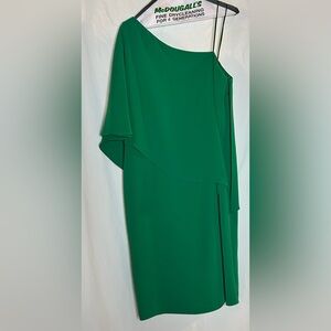 Carmen Marc Valvo green one shoulder dress - like new worn once